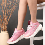 Solid Round Toe Sneakers for Women in pink and white with a simple, sleek design for a versatile and stylish look.