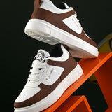 Brown Lace-Up Platform Heel Sneakers