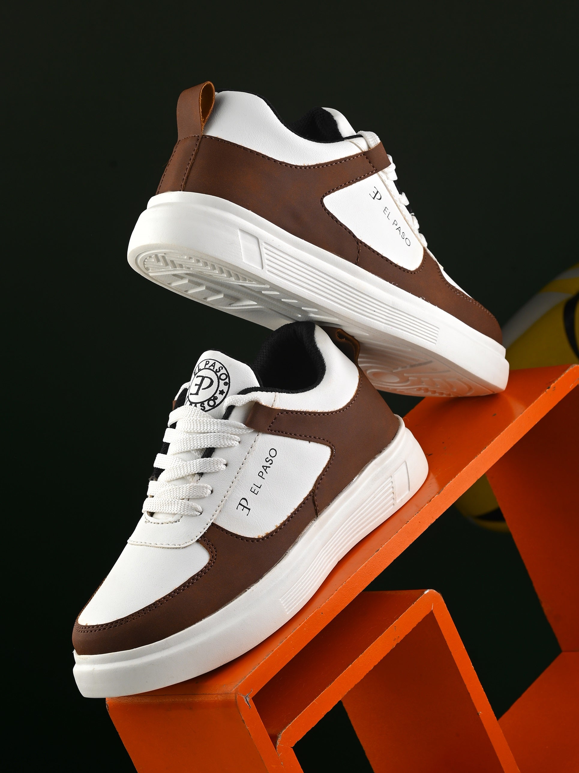 Brown Lace-Up Platform Heel Sneakers