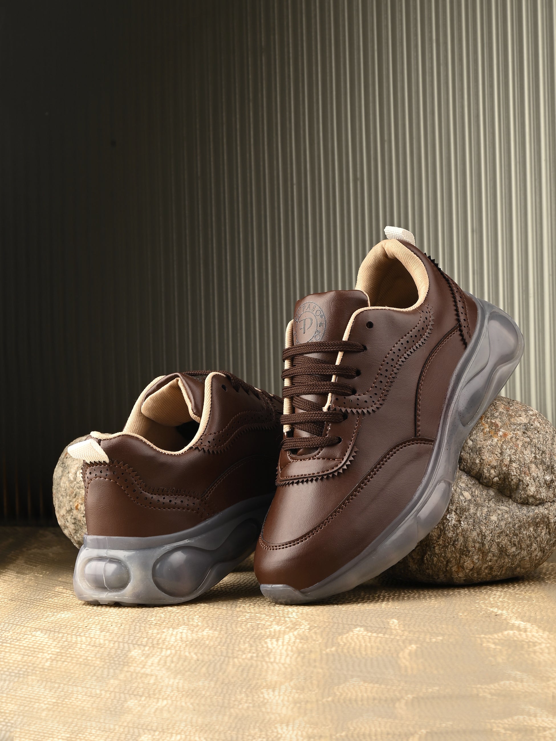 Casual Brown Lace Up Sneaker for Women with Non-Slip Sole