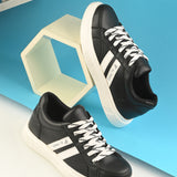 Black Casual Lace-Up Platform Heel Sneakers