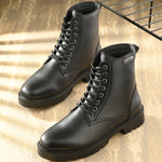 Brown Lace-Up Block Heel Boots