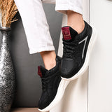Solid Round Toe Sneakers for Women in black and white with a simple, sleek design for a versatile and stylish look.