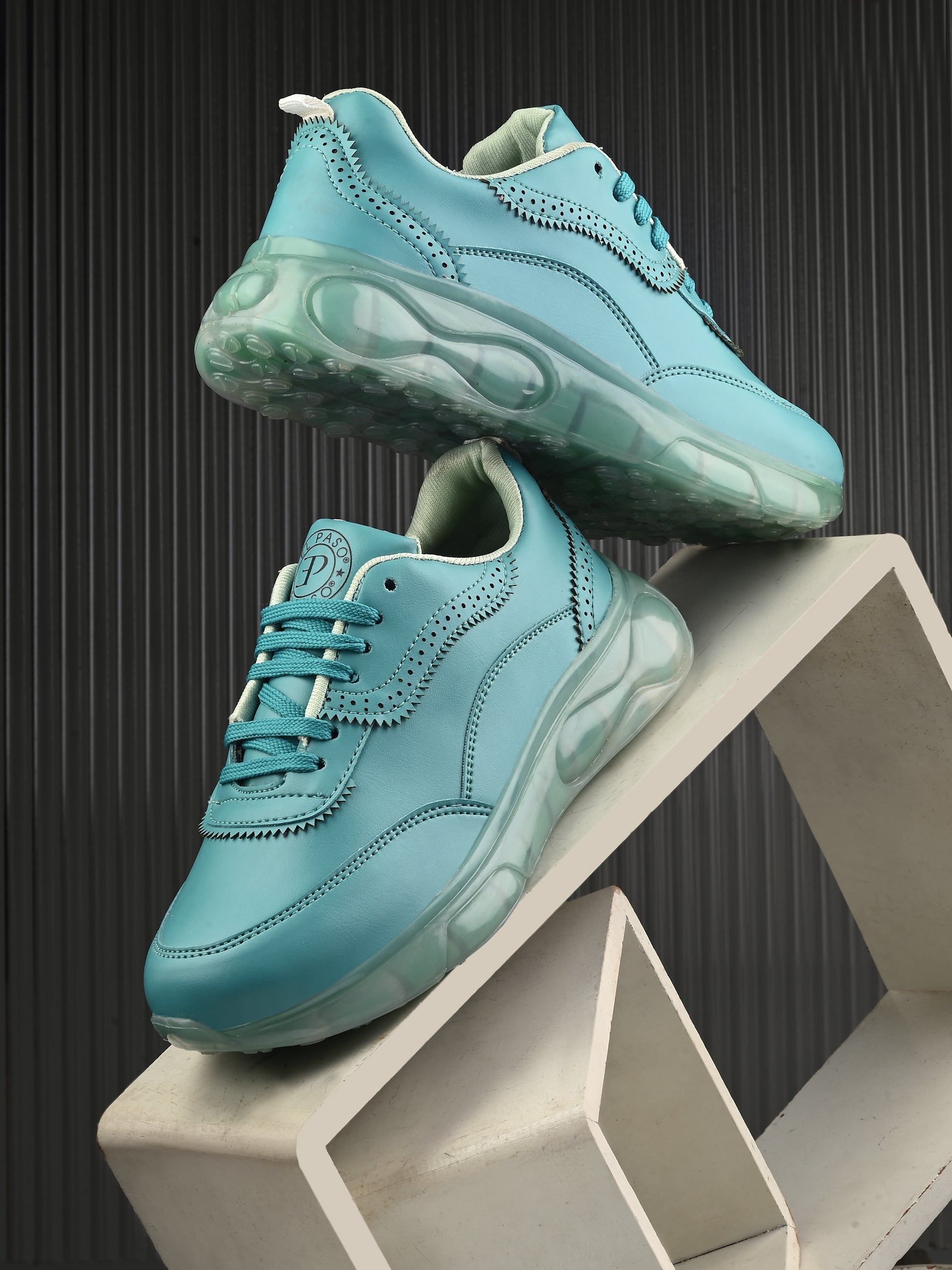 Casual Blue Lace Up Sneaker for Women with Non-Slip Sole