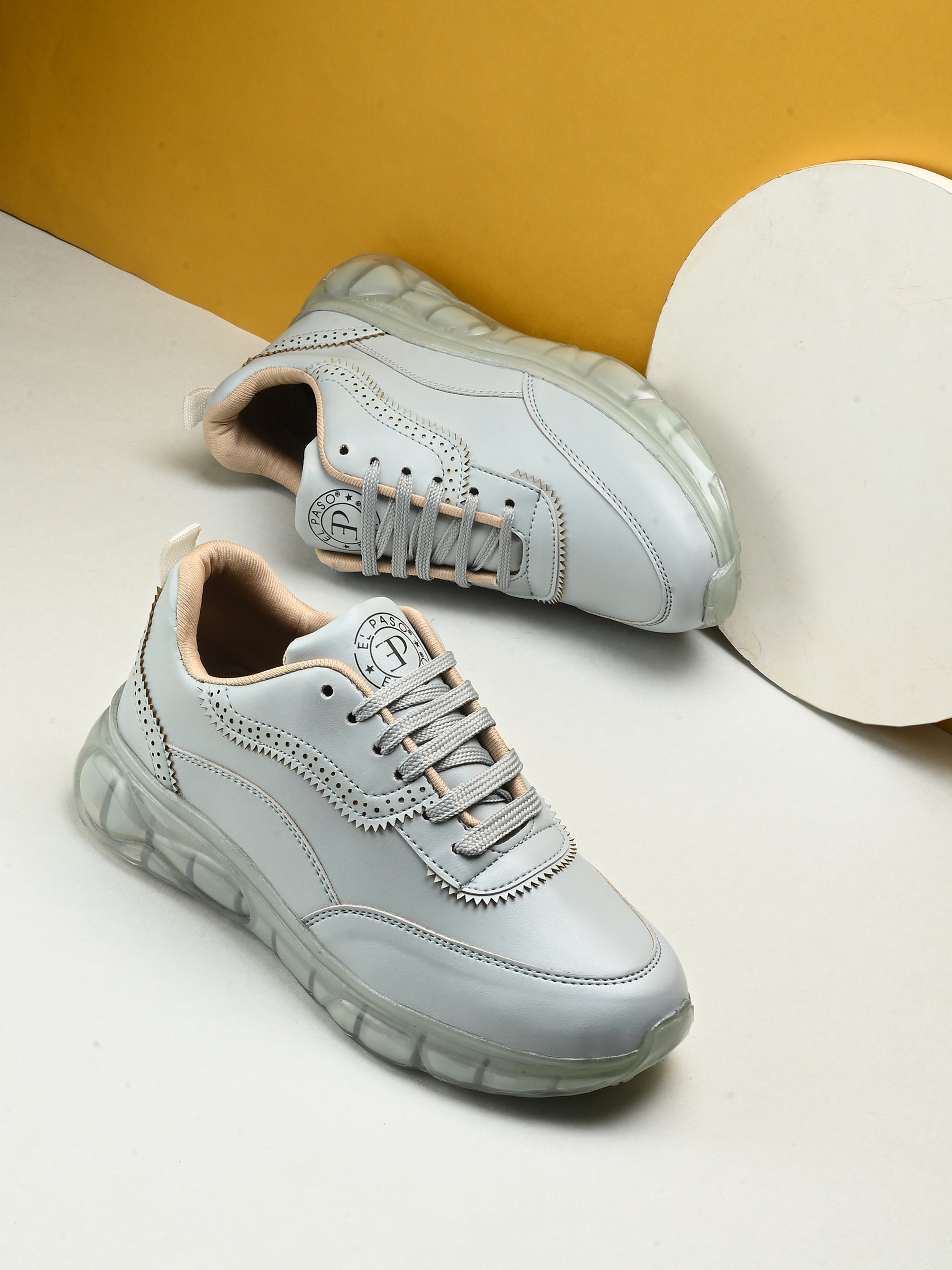 Casual Light Blue Lace Up Sneaker for Women with Non-Slip Sole