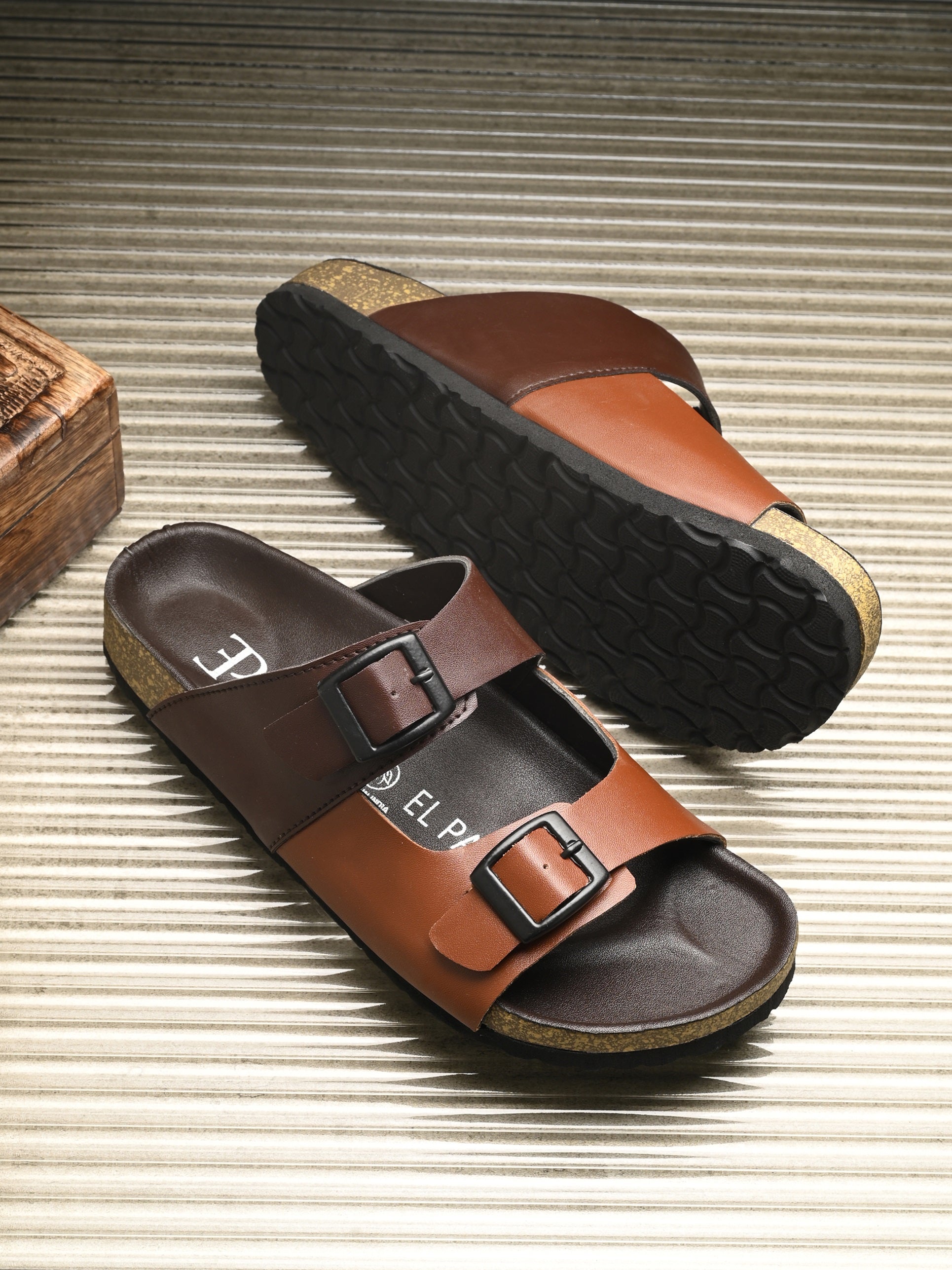 Elegant Sandstone Leather Slip-On Sandals - El Paso Fashion