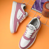 Pink Lace-Up Platform Heel Sneakers