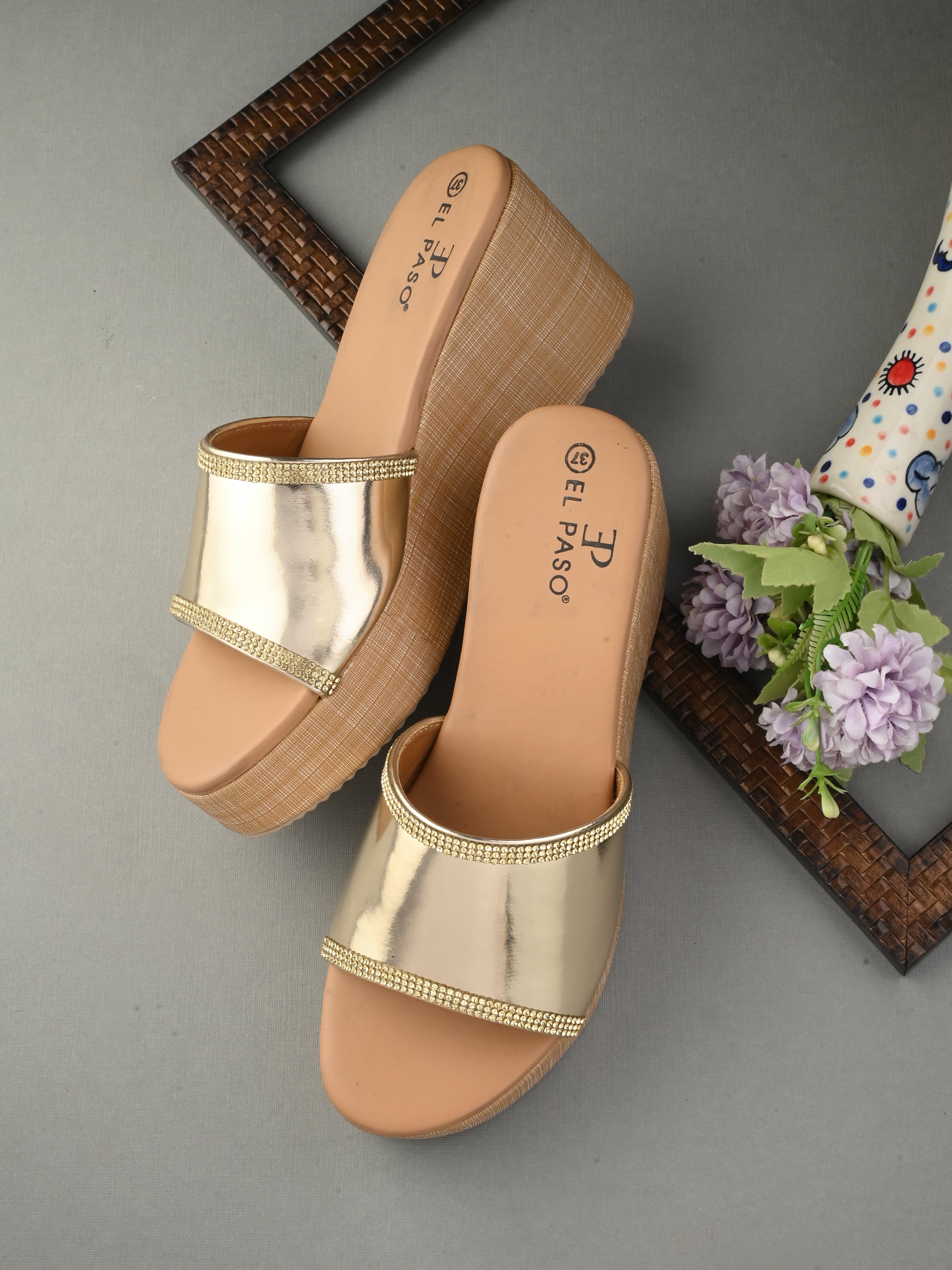 Metallic Slip-On Wedge Heels For Women