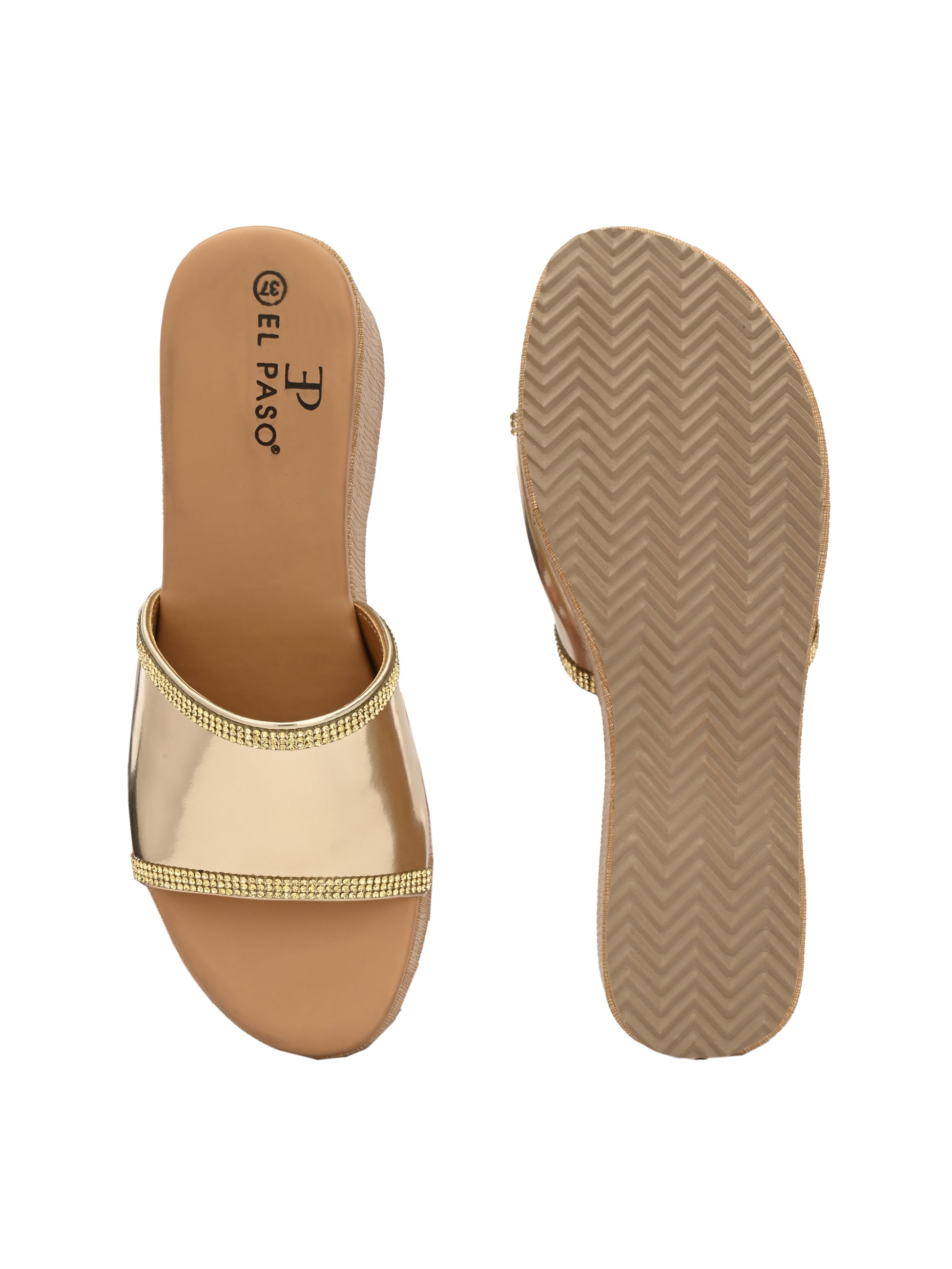 Metallic Slip-On Wedge Heels For Women