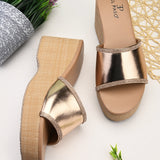 Metallic Slip-On Wedge Heels For Women