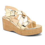 Criss-Cross Shiny Metallic Wedge Heels For Women