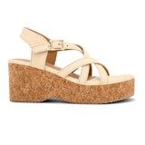 Off White Strap Wedge Heels For Women