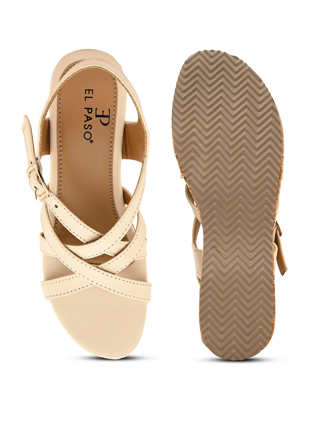 Off White Strap Wedge Heels For Women