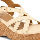Off White Strap Wedge Heels For Women