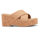 Peach Criss-Cross Wedge Platform Heels For Women