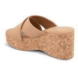 Peach Criss-Cross Wedge Platform Heels For Women