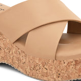 Peach Criss-Cross Wedge Platform Heels For Women