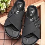 Black Men's casual criss-cross strap sandal