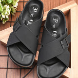 Black Men's casual criss-cross strap sandal