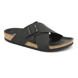 Black Men's casual criss-cross strap sandal