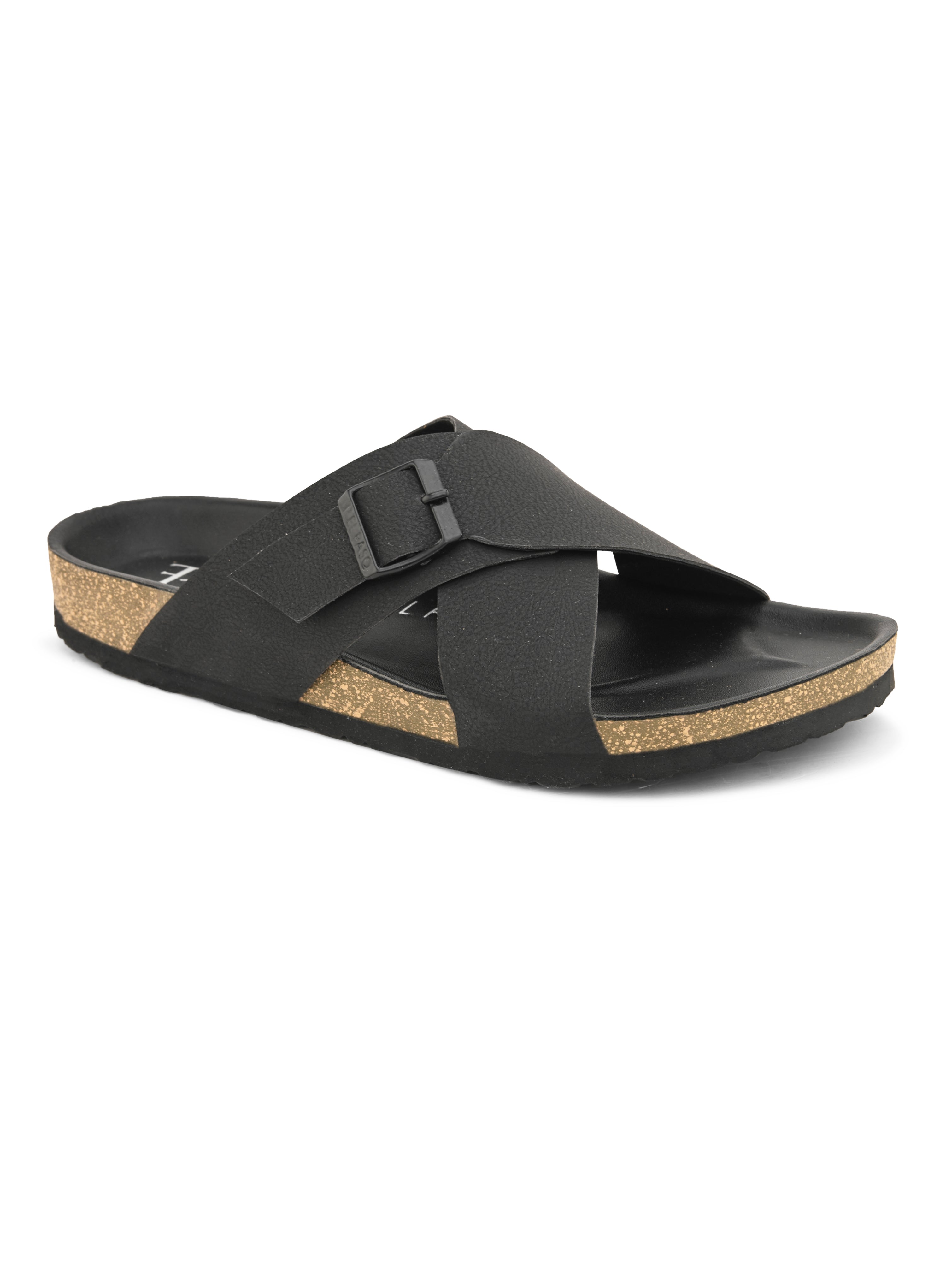 Black Men's casual criss-cross strap sandal