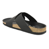 Black Men's casual criss-cross strap sandal