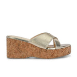 Criss-Cross Metallic Wedge Heels For Women