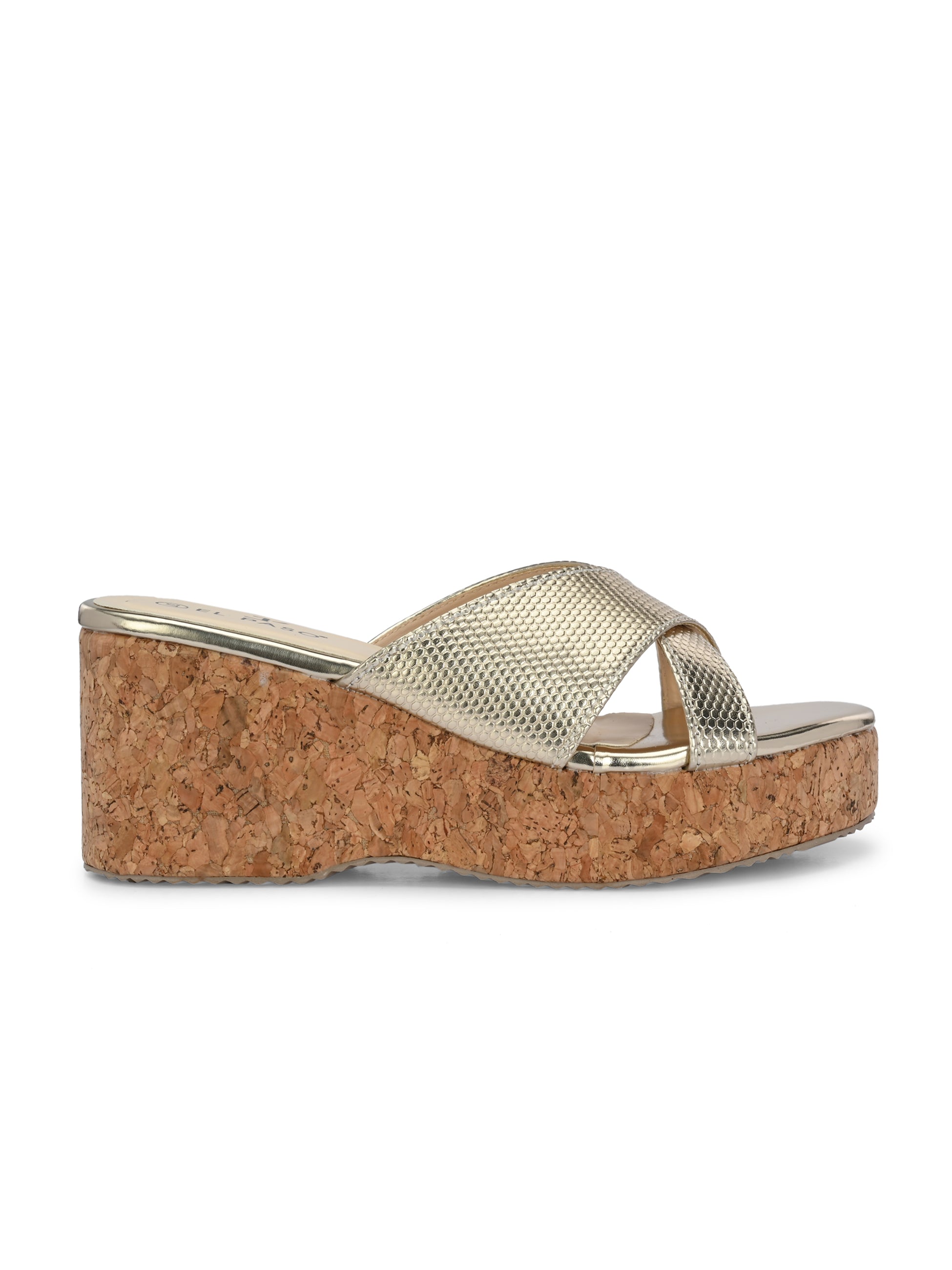 Criss-Cross Metallic Wedge Heels For Women