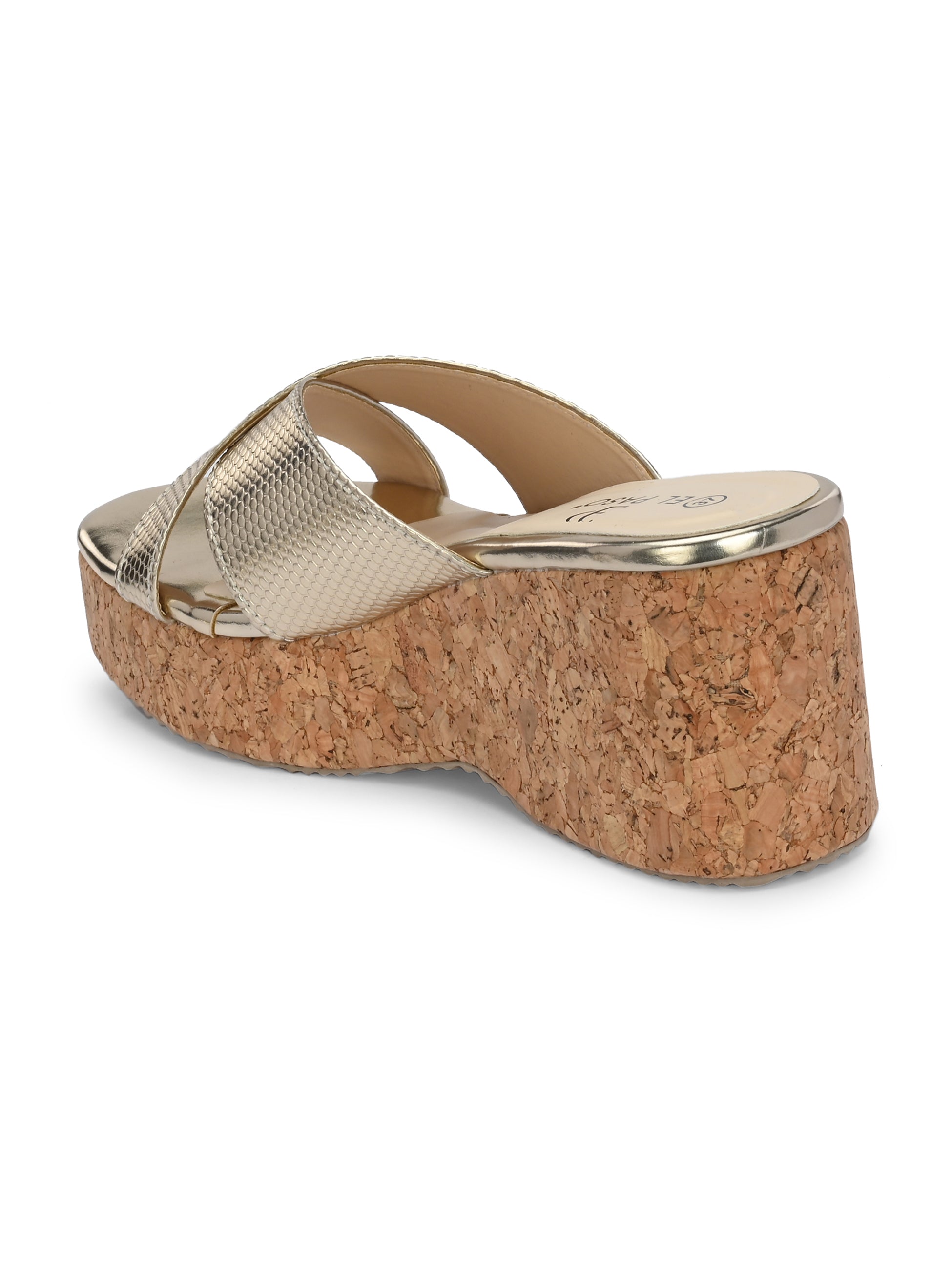 Criss-Cross Metallic Wedge Heels For Women