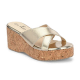 Criss-Cross Metallic Wedge Heels For Women