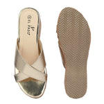 Criss-Cross Metallic Wedge Heels For Women