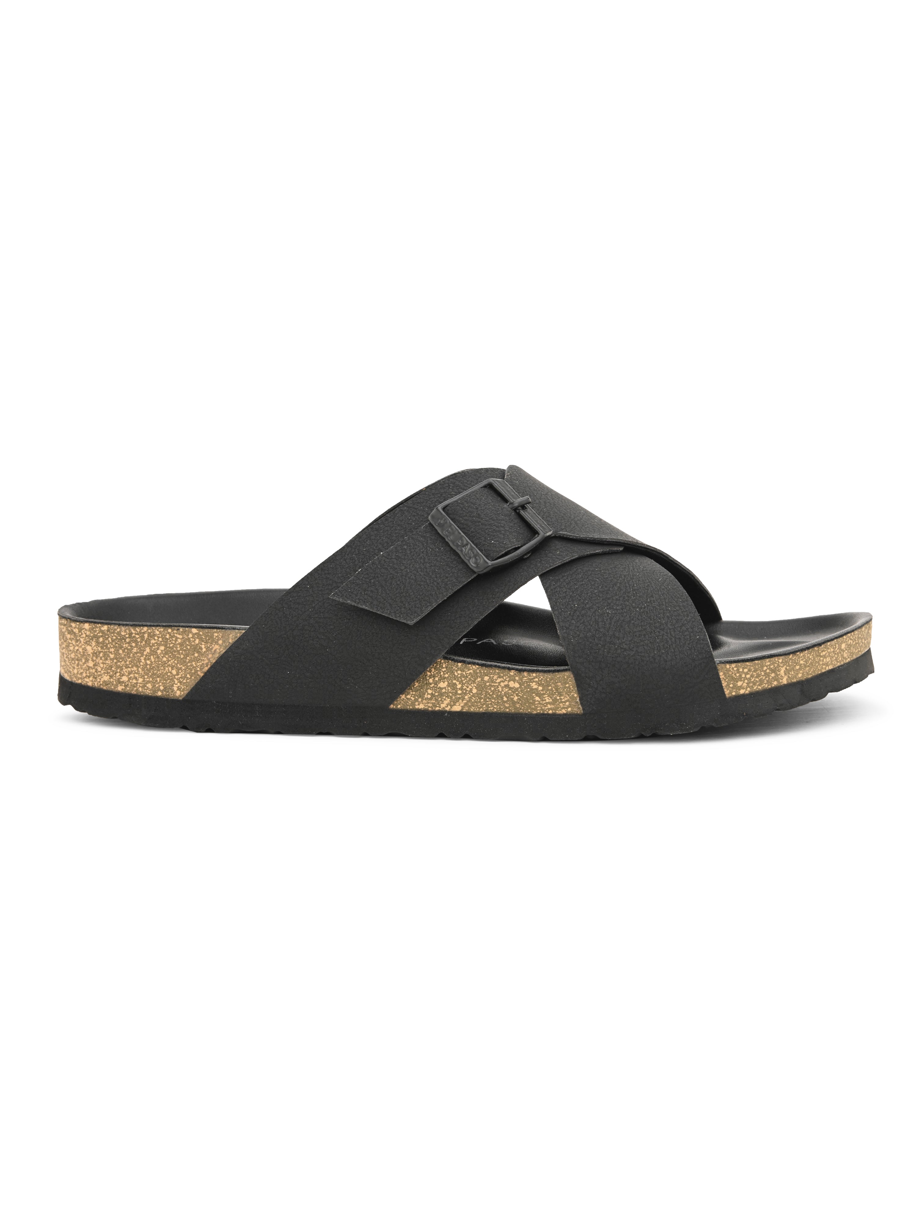 Black Men's casual criss-cross strap sandal