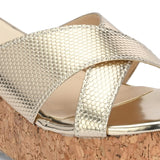 Criss-Cross Metallic Wedge Heels For Women