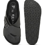 Black Men's casual criss-cross strap sandal