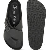 Black Men's casual criss-cross strap sandal