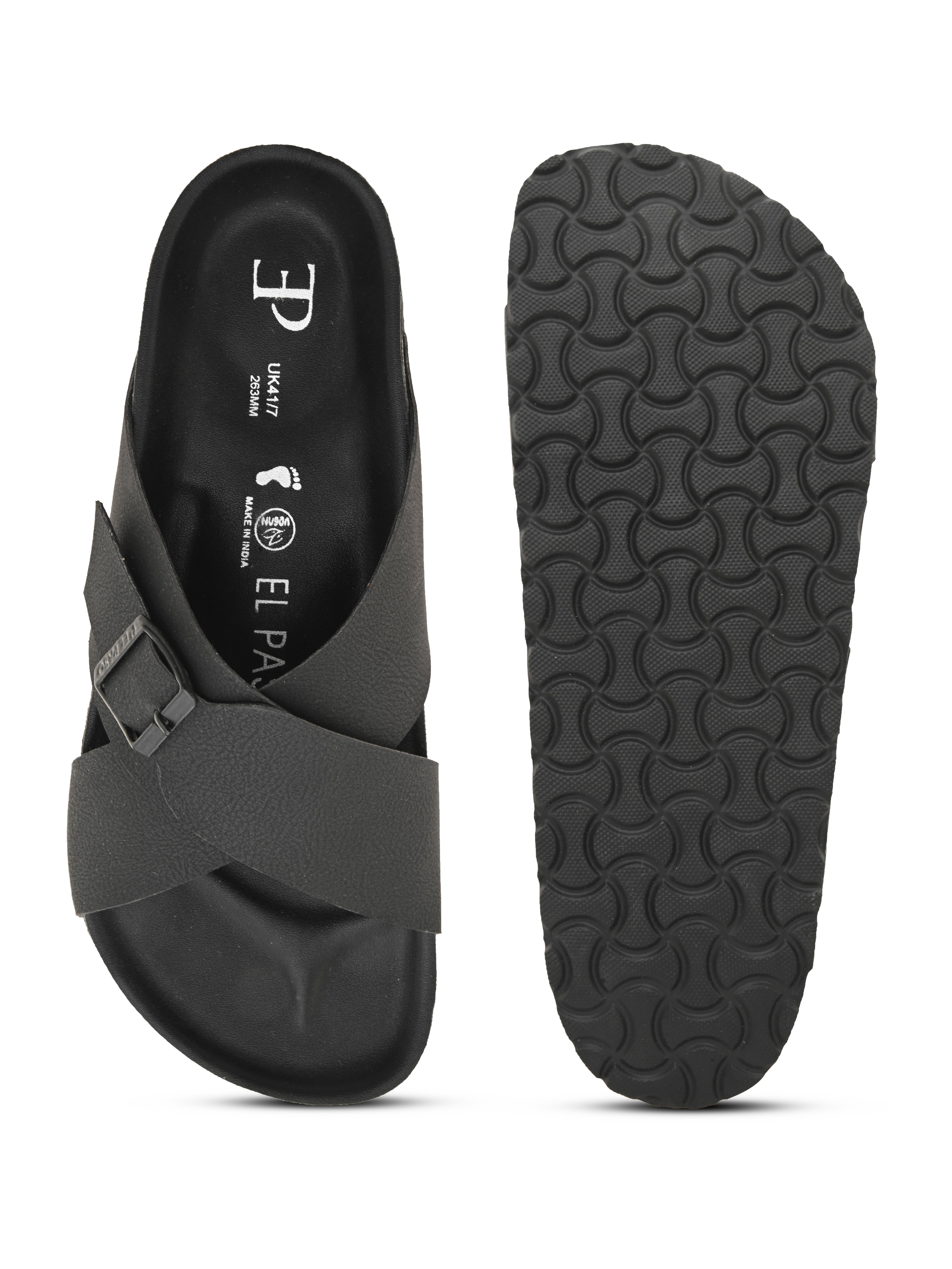 Black Men's casual criss-cross strap sandal