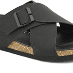 Black Men's casual criss-cross strap sandal