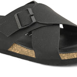 Black Men's casual criss-cross strap sandal