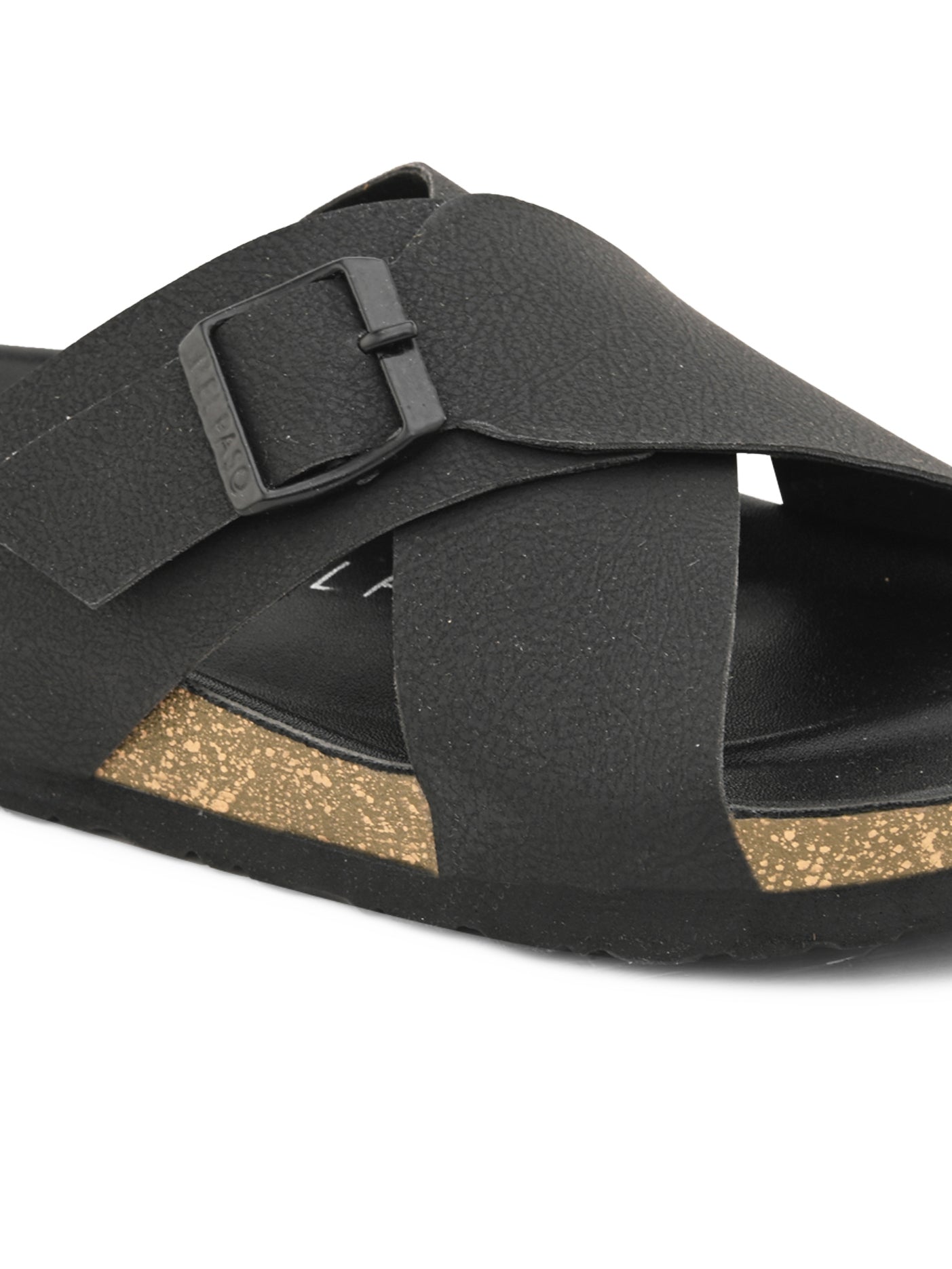 Black Men's casual criss-cross strap sandal