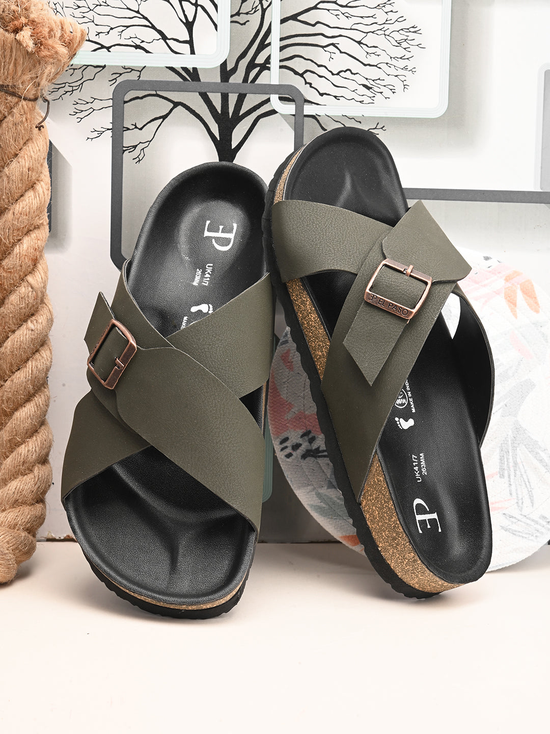 Olive Men's casual criss-cross strap sandal