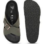Olive Men's casual criss-cross strap sandal