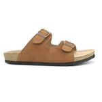 Tan Men's casual buckle strap flat heel slip-on closure sandal