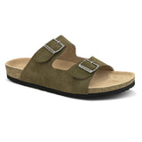 Olive Men's casual buckle strap flat heel slip-on closure sandal