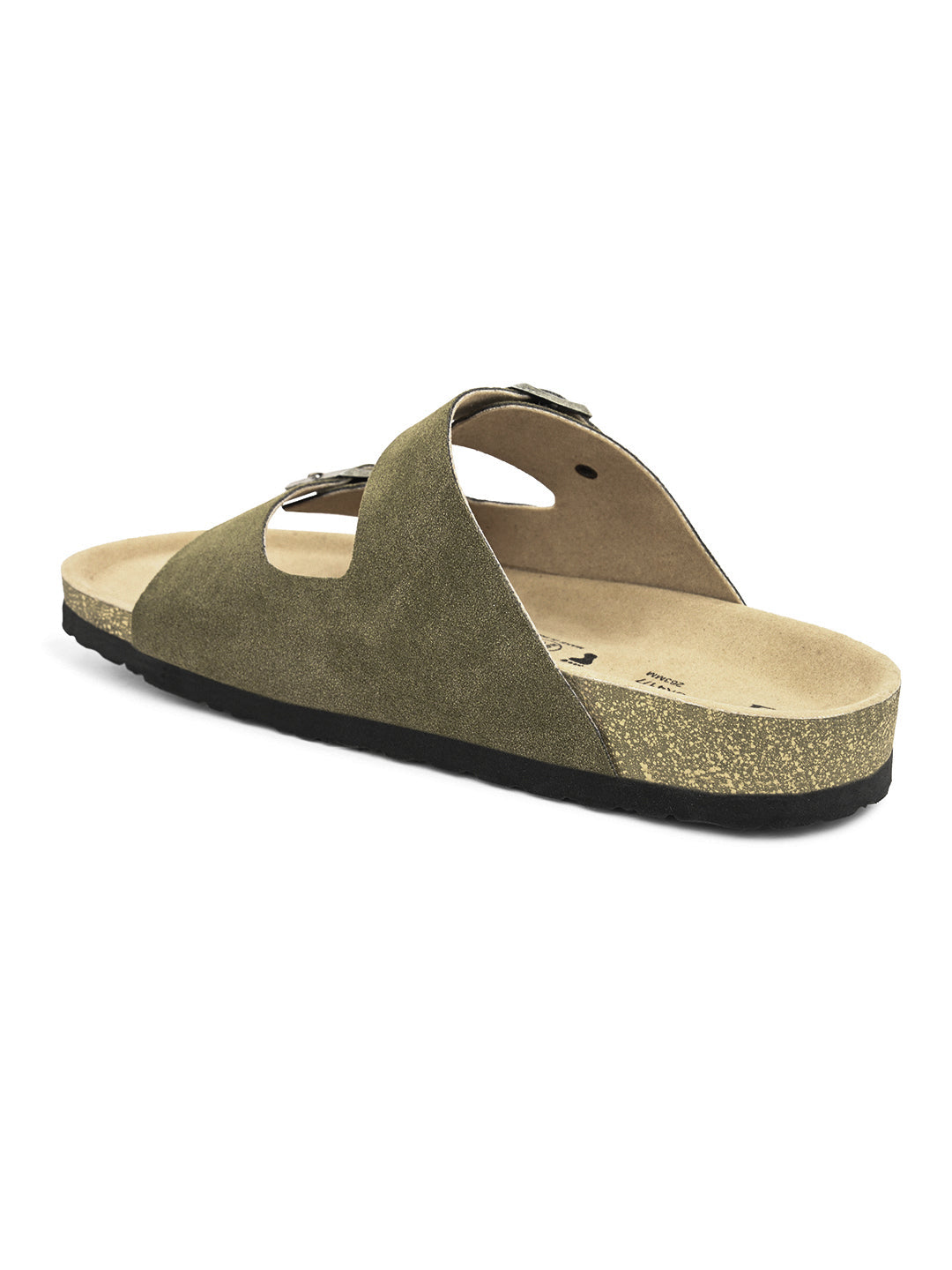 Olive Men's casual buckle strap flat heel slip-on closure sandal