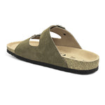 Olive Men's casual buckle strap flat heel slip-on closure sandal