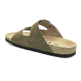 Olive Men's casual buckle strap flat heel slip-on closure sandal