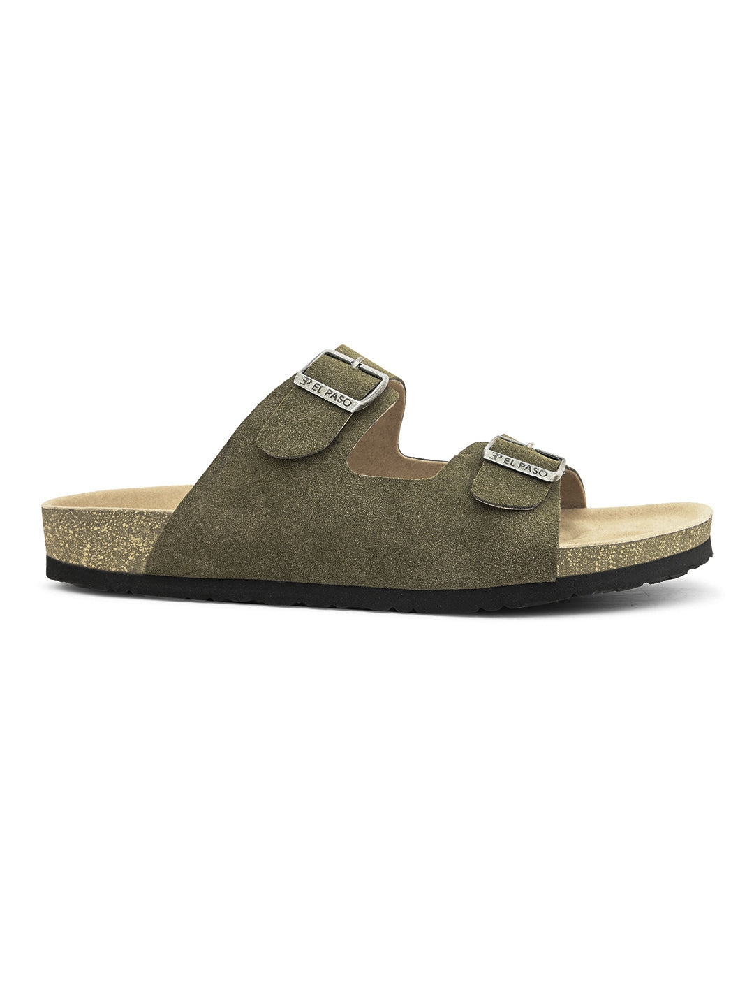 Olive Men's casual buckle strap flat heel slip-on closure sandal