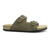 Olive Men's casual buckle strap flat heel slip-on closure sandal
