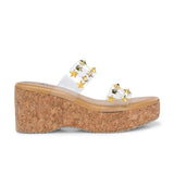 Transparent Embellished Slip-On Wedge Heels For Women