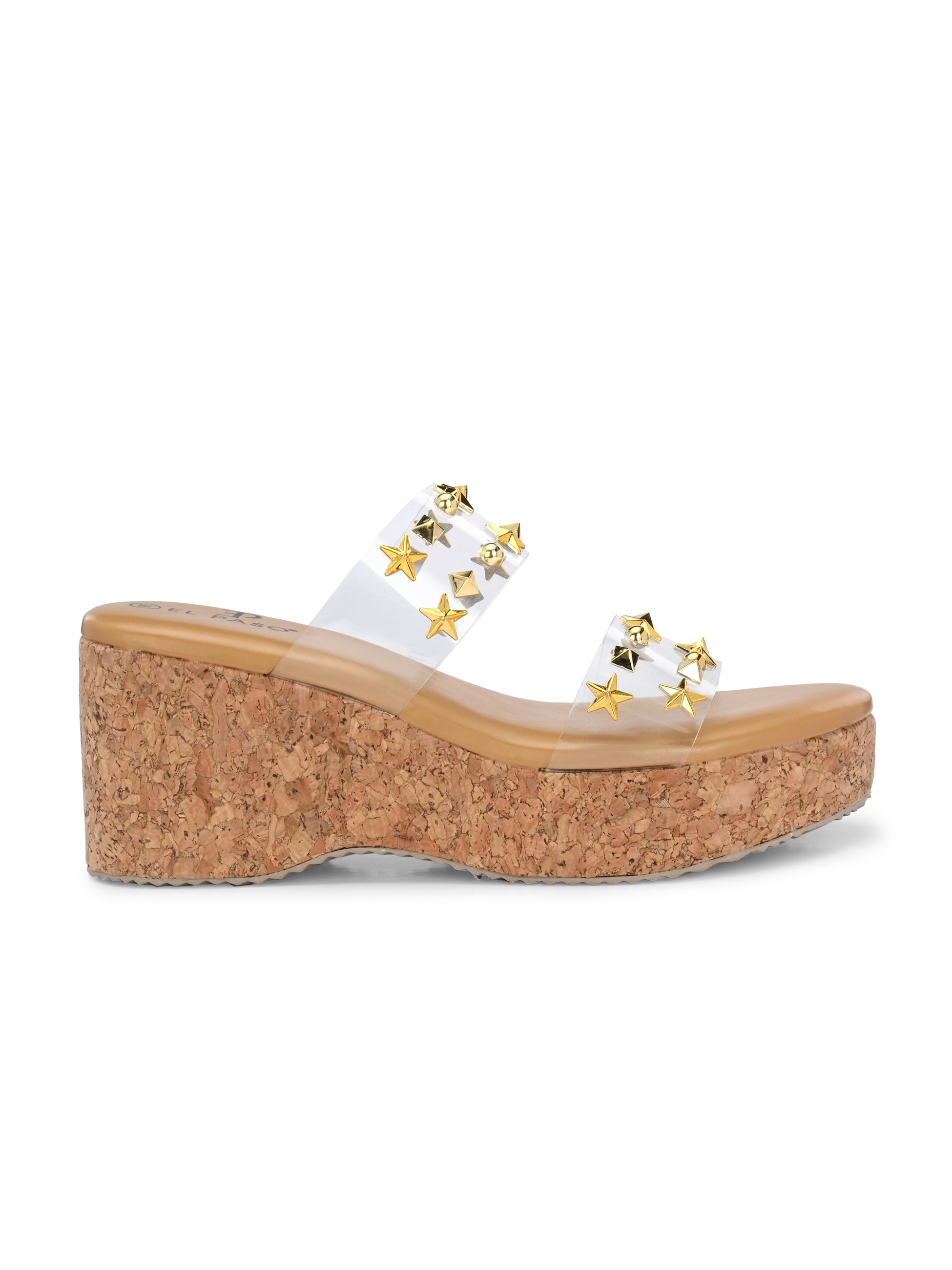 Transparent Embellished Slip-On Wedge Heels For Women